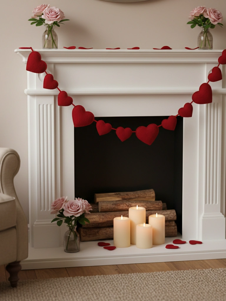 5. Red Heart Garland for Mantel