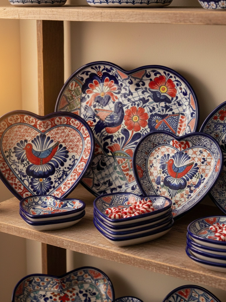 5. Talavera Heart Plates and Dishes Display