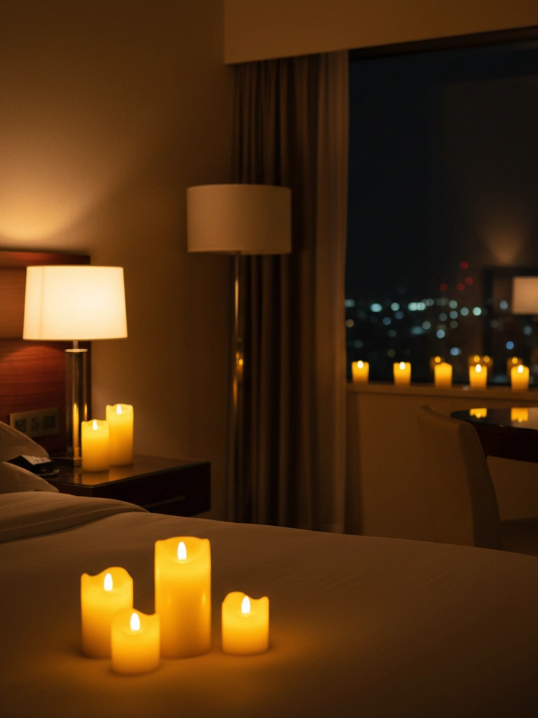 6. Flameless Candle Display Around the Room