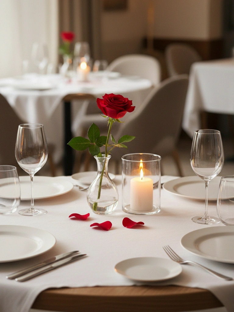 35 Valentine's Day Restaurant Decor Ideas for Romantic & Perfect Dinner Setting 6 6. Minimalist Valentine Settings