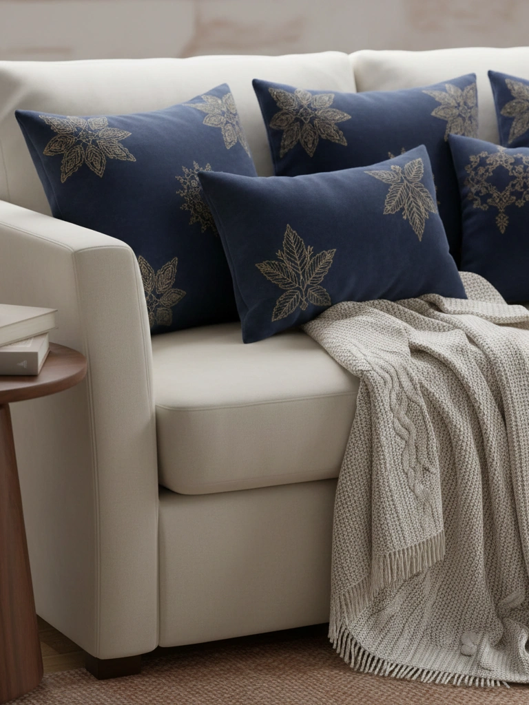 6. Navy Throw Pillows with Love Quotes