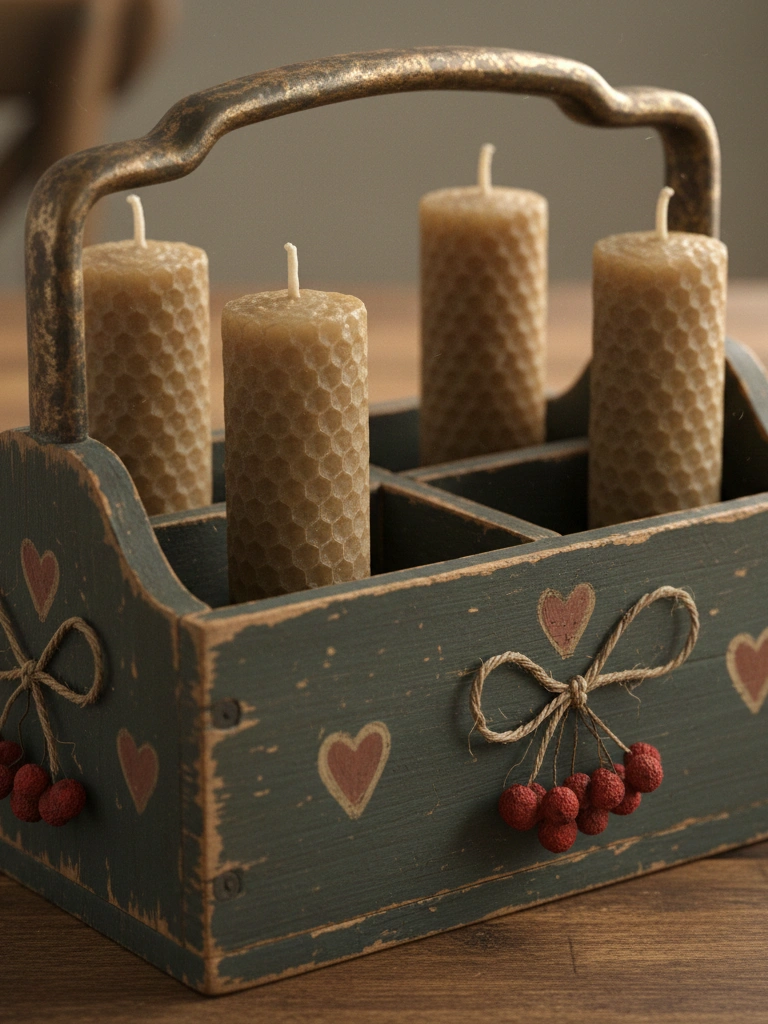 6. Primitive Candle Box with Hearts