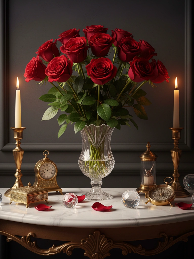 7. Brass and Crystal Valentine Vignette