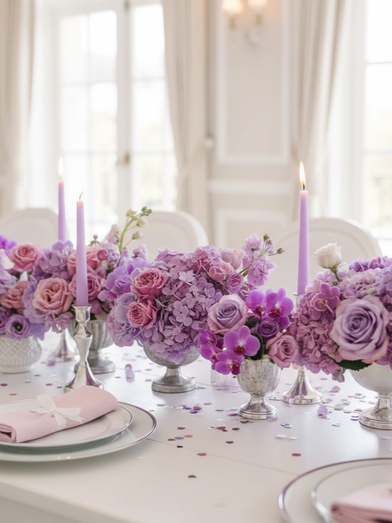 7. Lilac Floral Tablescape Ideas