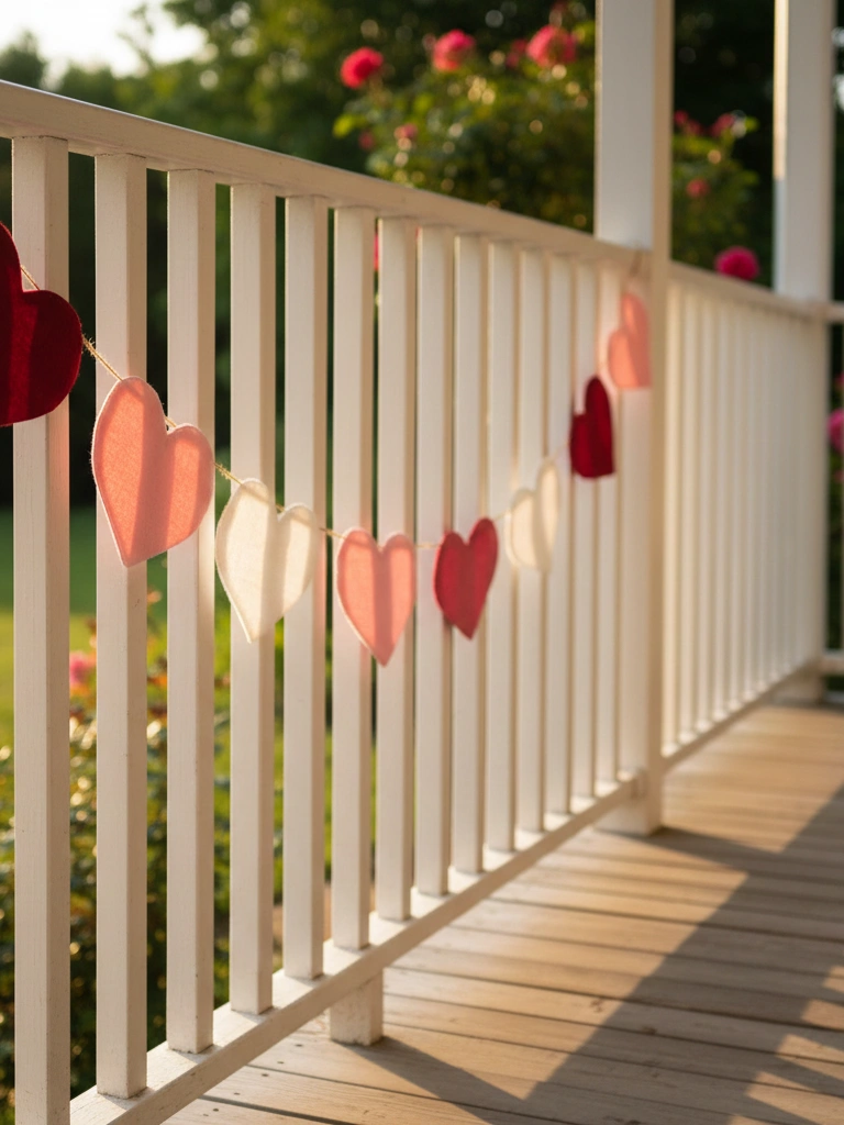 7. Valentines Day Banner Along Porch Railings