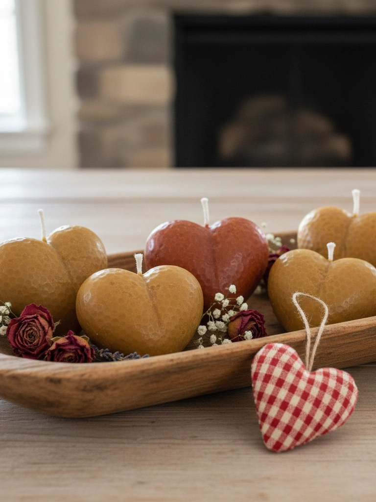 8. Beeswax Heart Shaped Candles