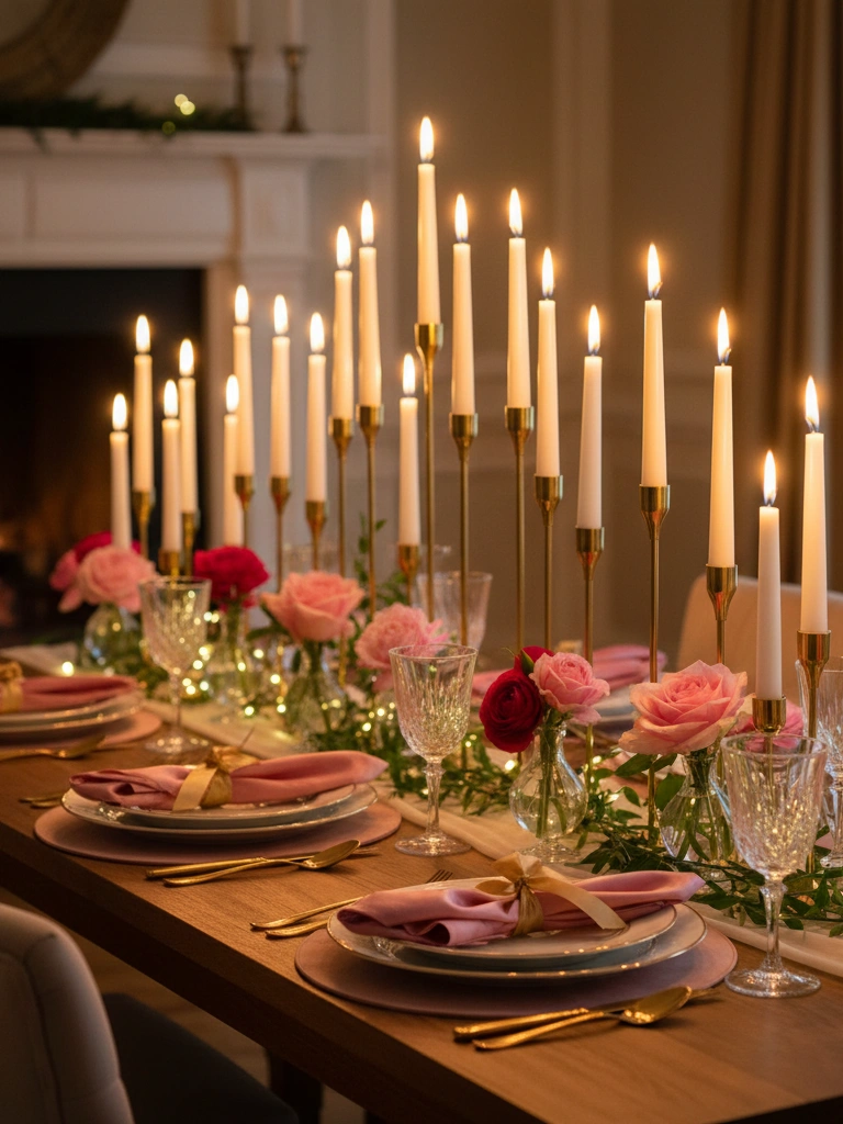 8. Candlelit Tablescape With Tapers High Impact Low Cost
