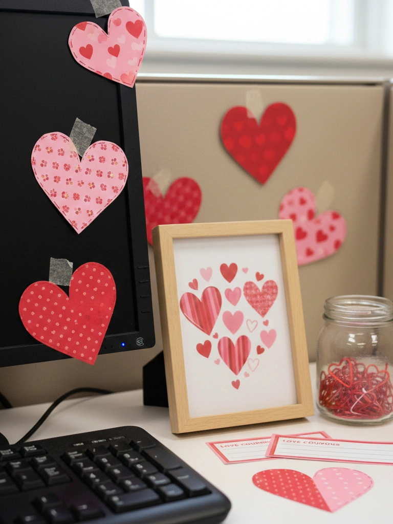8. DIY Paper Hearts and Printables for Budget Desk Decor