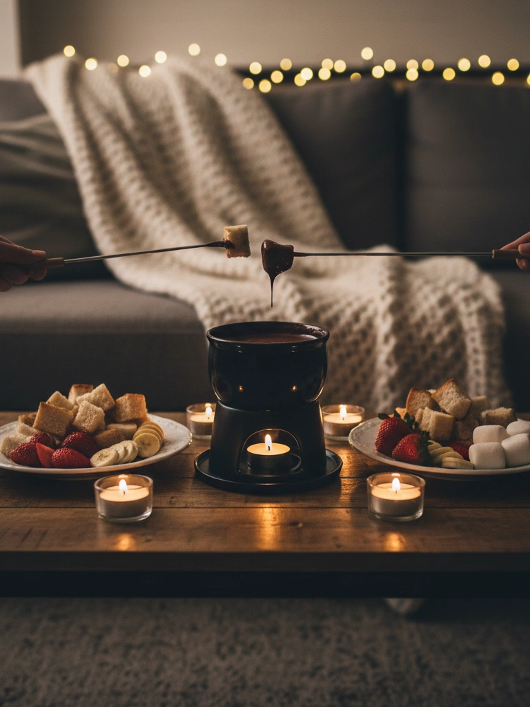 27 At Home Valentines Day Ideas For Him That Feel Thoughtful, Cozy, and Real 8 8. Fondue for two