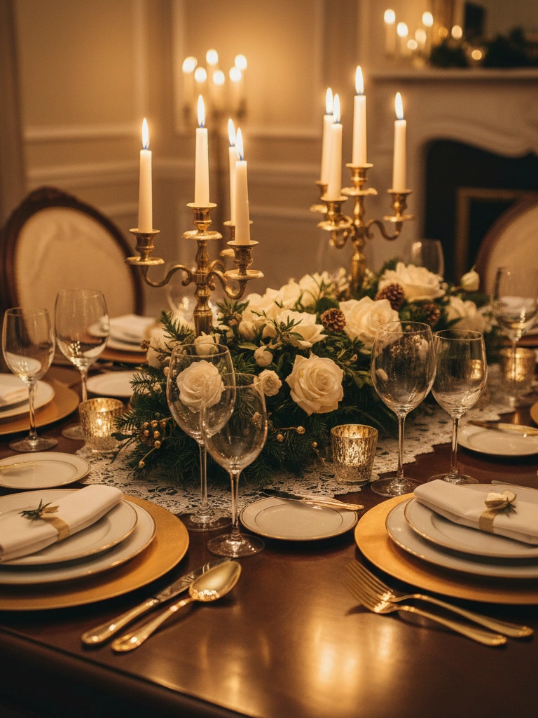 8. Gold Charger Plates With Crystal Glassware