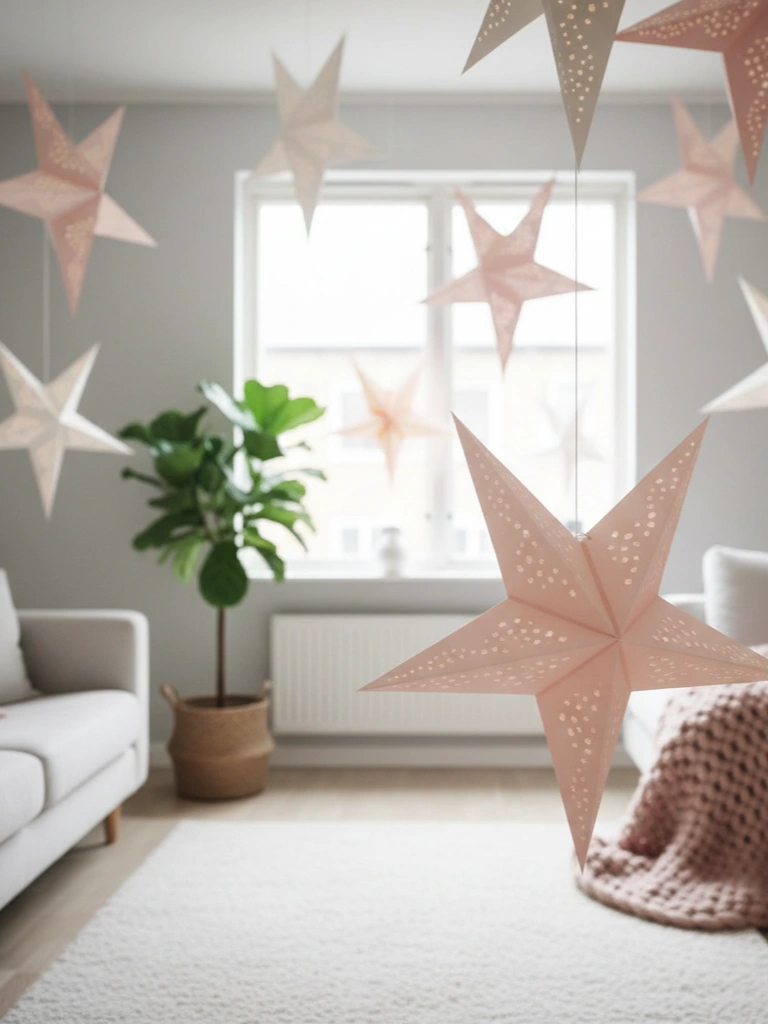 8. Paper Star Lanterns in Soft Blush or White