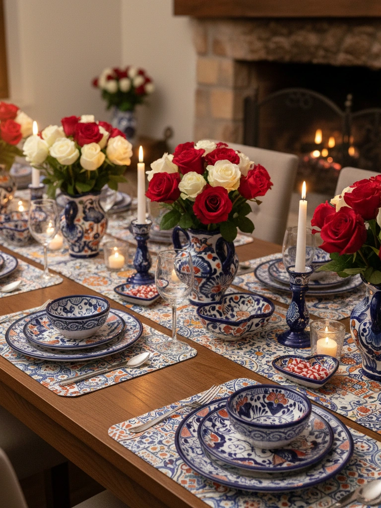 8. Talavera Tile Inspired Valentine Tablescape
