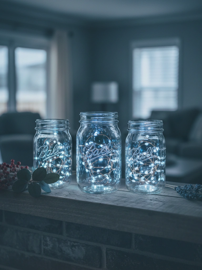 9. Mason Jar Luminaries with Fairy Lights