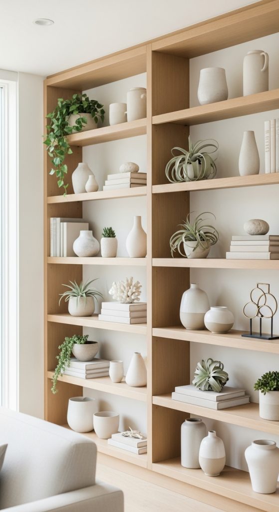 9. Open Shelves with Minimal Decor