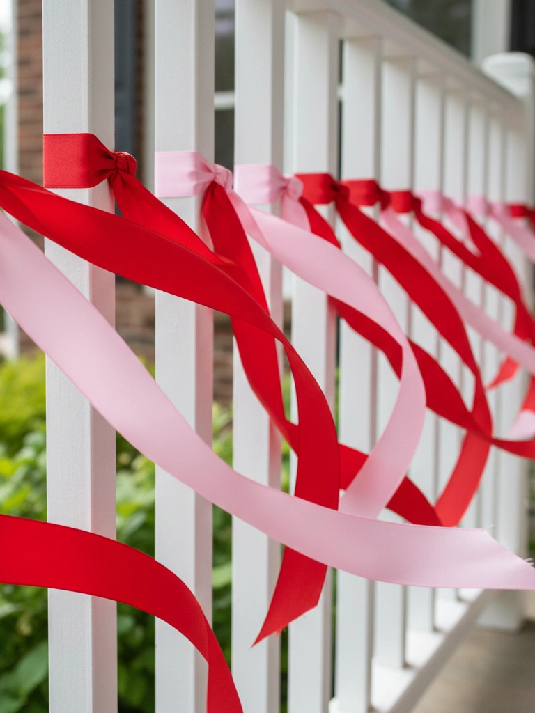 9. Red and Pink Ribbon Railing Wraps