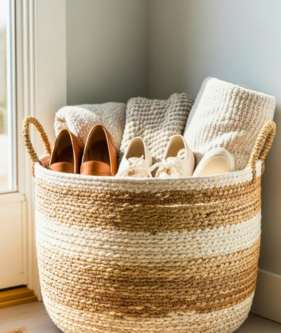 Add a Floor Basket for Quick Storage