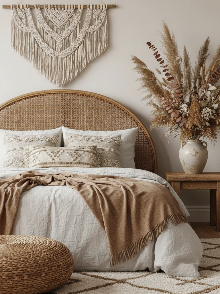 Boho Textures Rattan Macrame Dried Florals