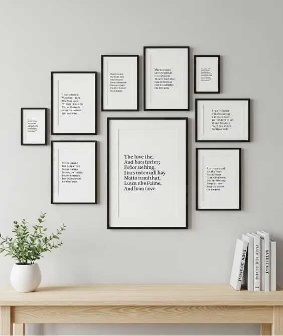 31 Aesthetic Valentine's Day Entryway Decor Ideas for a Romantic Home 10 Framed Fine Art Love Quotes in Thin Black Frames