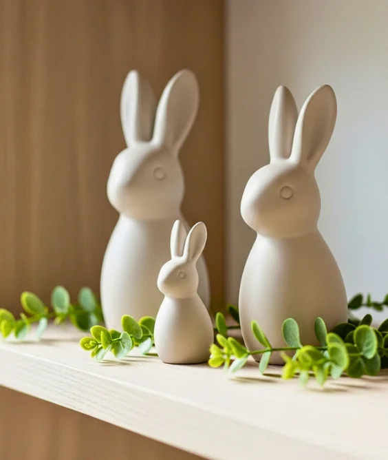 Neutral Bunny Shelf Accents