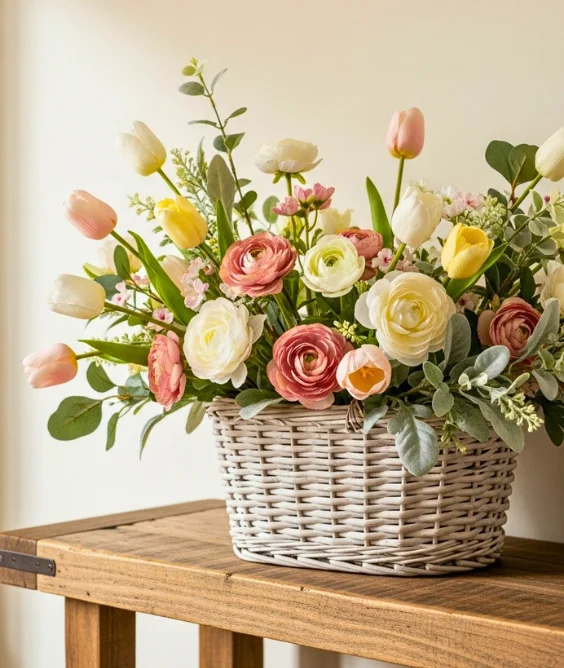 Thrifted Basket Floral Displays