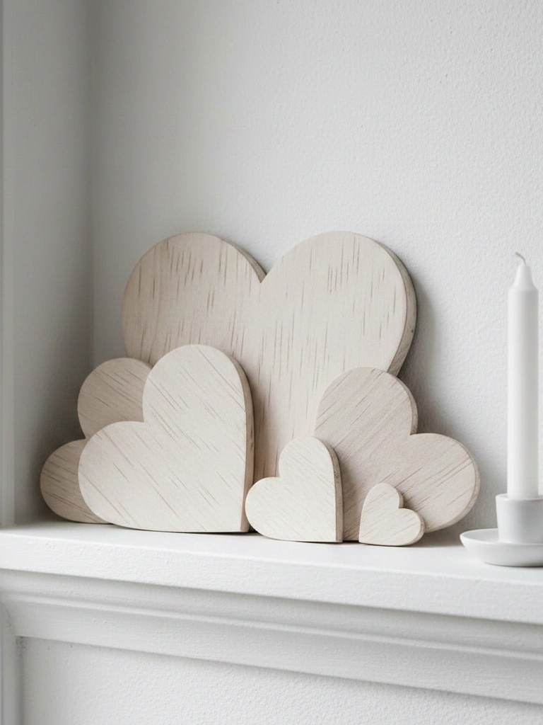 1. Light Birch Heart Cutouts Minimalist Display