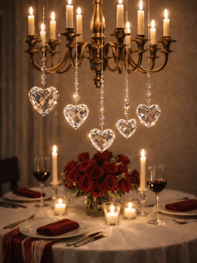 10. Hanging Crystal Heart Ornaments
