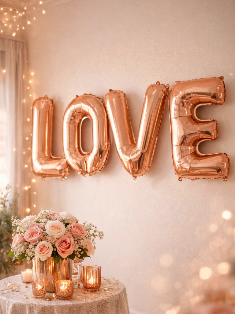 10. Rose Gold Foil Letter Balloons Display