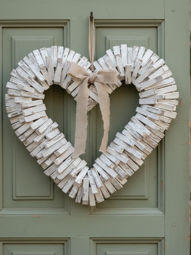 11. Distressed White Wooden Heart Wreath