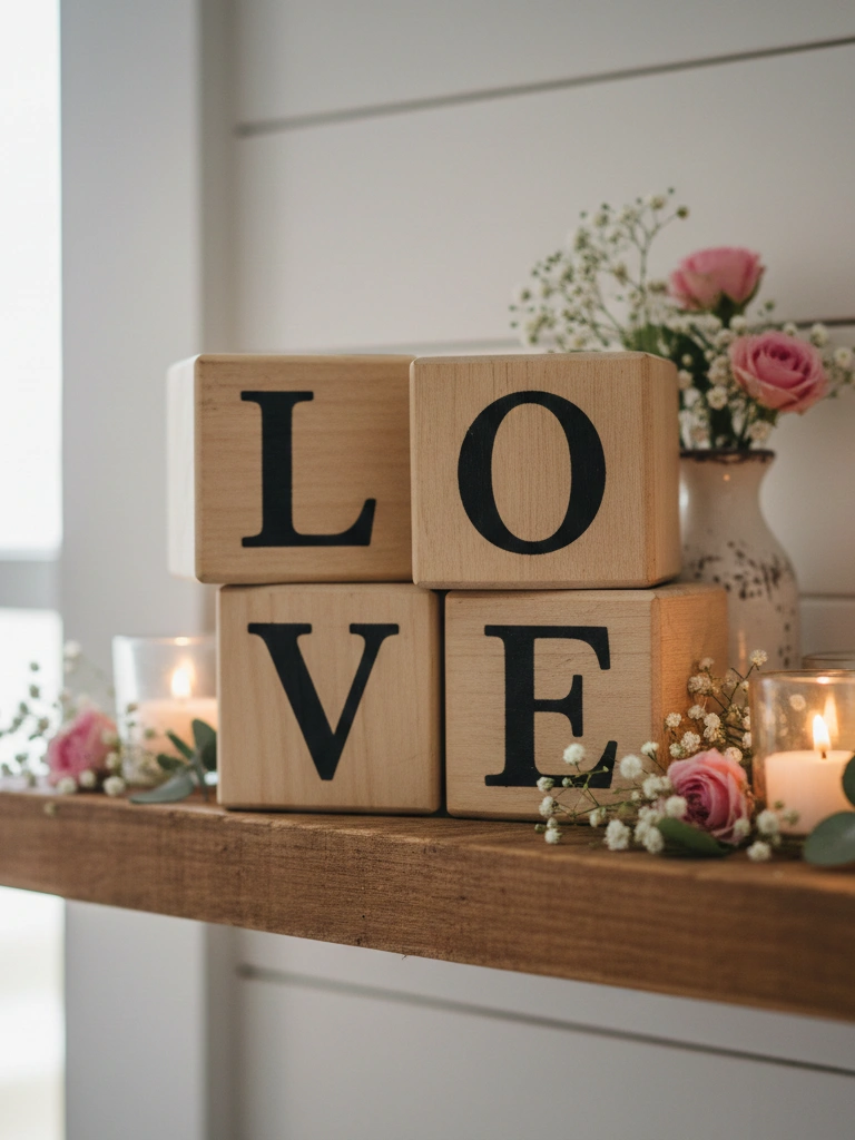 19 Stunning Valentines Day Wood Decor Ideas to Try This Year 12 12. Wood Block Love Stackable Letters