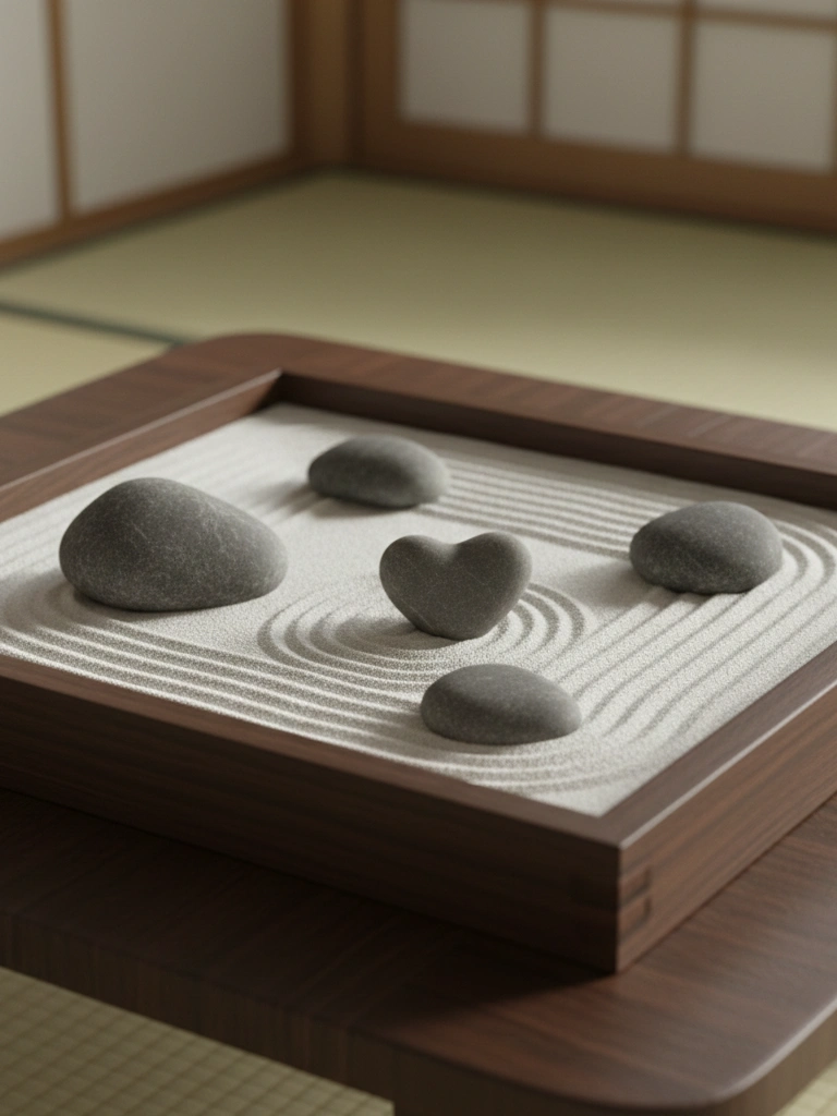 13. Zen Garden Tray With Heart Stone Accent