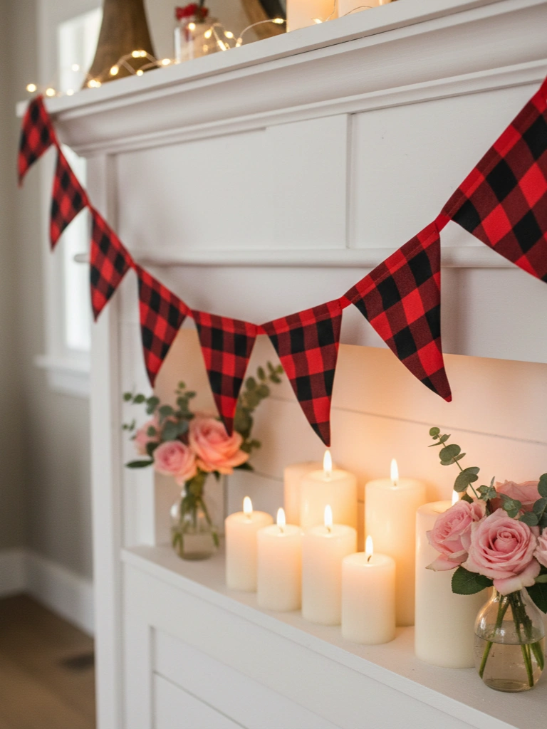 14. Buffalo Plaid Banner Garland for Mantel