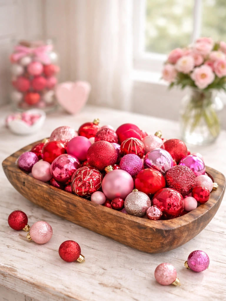 14. Red and Pink Ornament Ball Filler