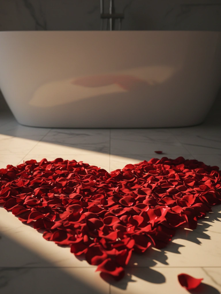 14. Rose Petal Heart Shape on the Floor
