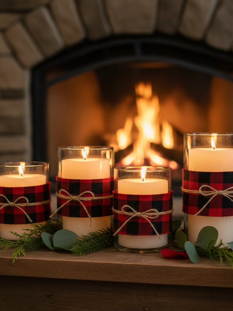 16. Buffalo Plaid Candle Holders Display