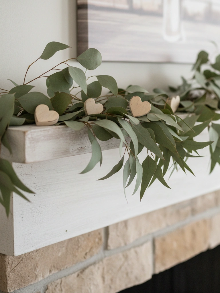 20 Beautiful Neutral Valentines Day Decor DIY Ideas to Craft 16 16. Eucalyptus and Heart Garland DIY