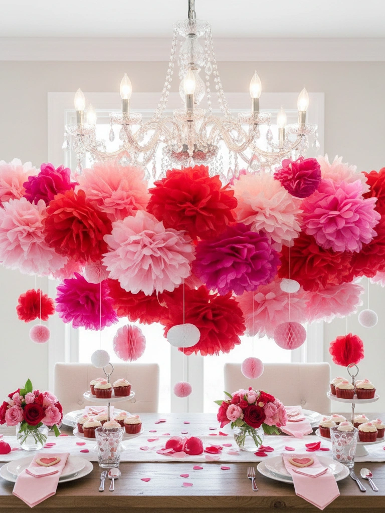 17. DIY Tissue Paper Pom Poms Clustered Below