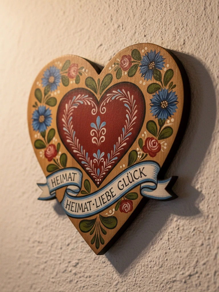 17. Painted Folk Art Wooden Love Plaque