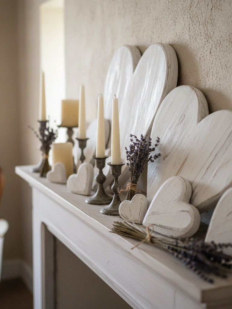 17. Whitewashed Wooden Hearts Handmade