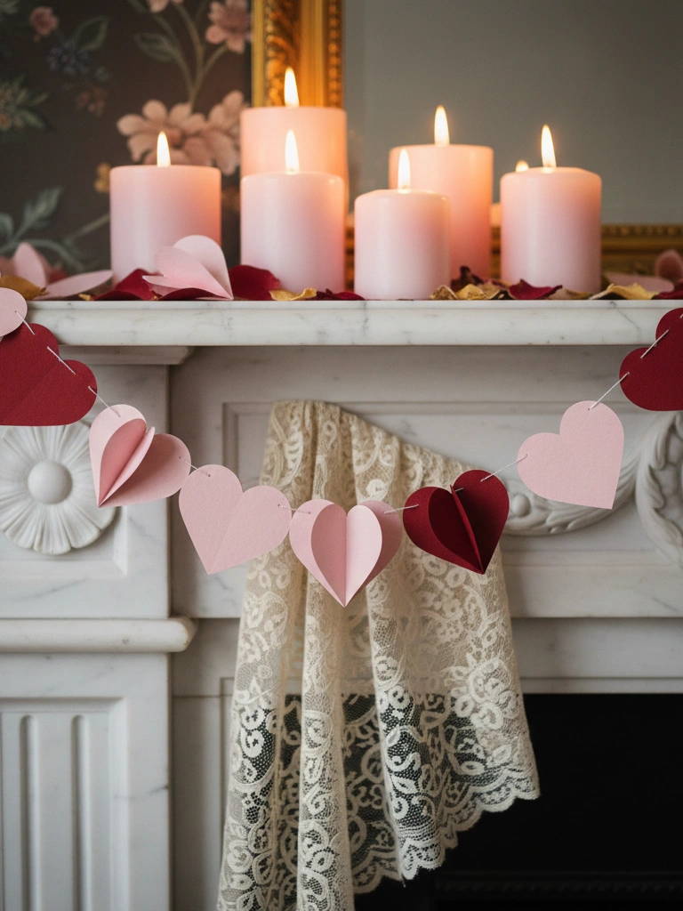 18. Victorian Paper Heart Garland Handmade