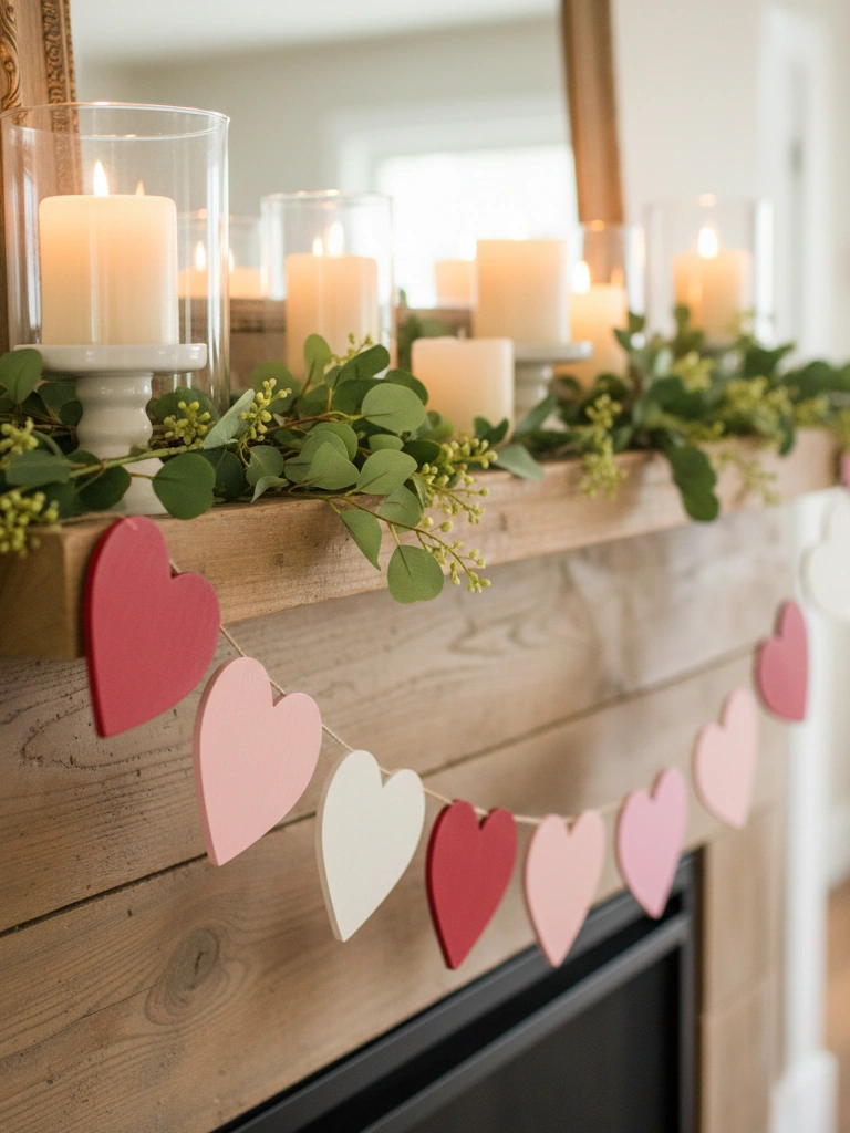 19 Stunning Valentines Day Wood Decor Ideas to Try This Year 19 19. Painted Wooden Heart Garland