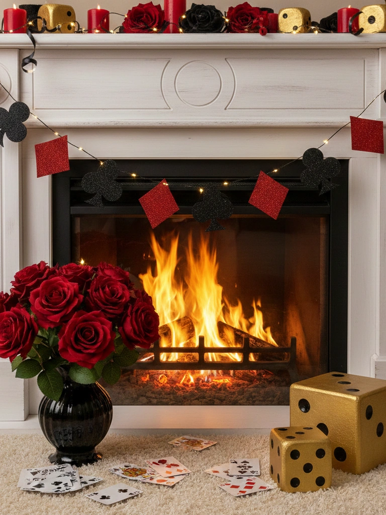 2. Card Suit Garland Strung Across Mantel