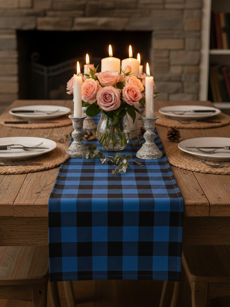 2. Red and Black Plaid Table Runner