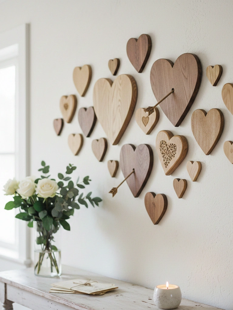 19 Stunning Valentines Day Wood Decor Ideas to Try This Year 2 2. Wooden Heart Cutout Wall Display