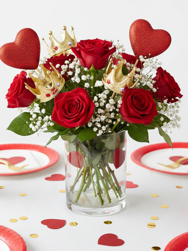 20. Dollar Store Crown and Heart Centerpiece