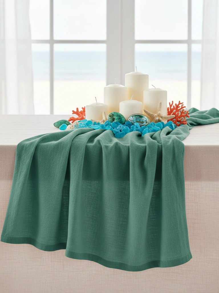 33 Coastal Valentines Day Decor Ideas for a Beachy Celebration 27 27. Linen Table Runner in Soft Blush