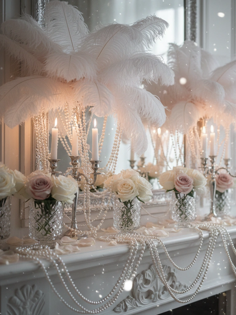 28. Feather and Pearl Glamorous Accents