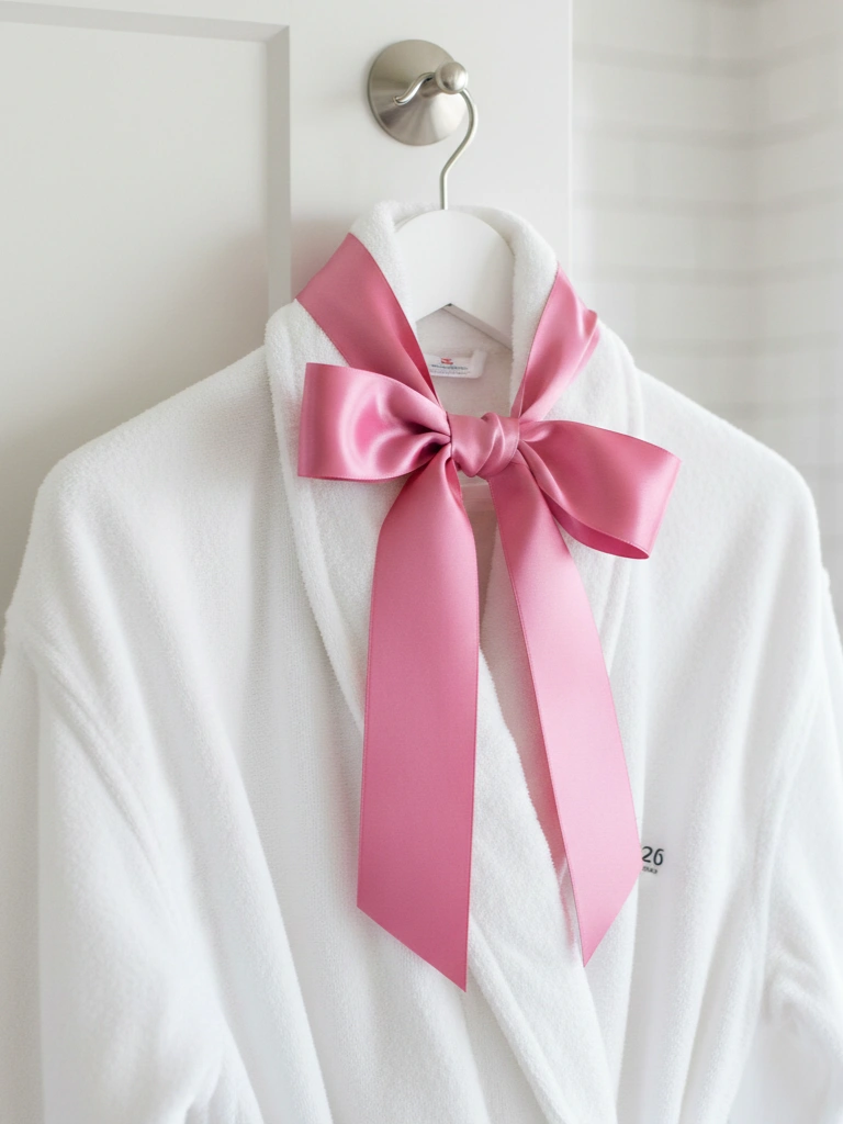 28. Plush White Robe Hung With Ribbon