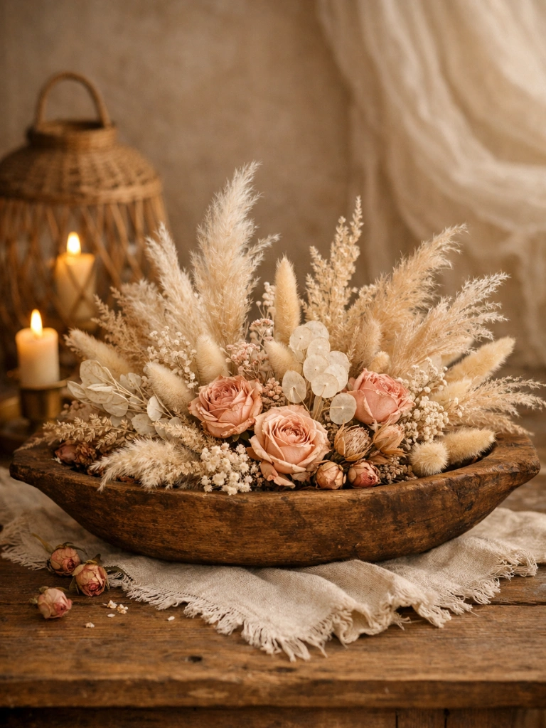 3. Dried Floral Arrangement in Neutral Tones