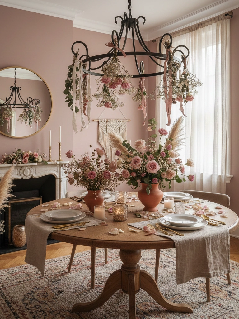3. Dried Floral Bundles Hanging From Arms