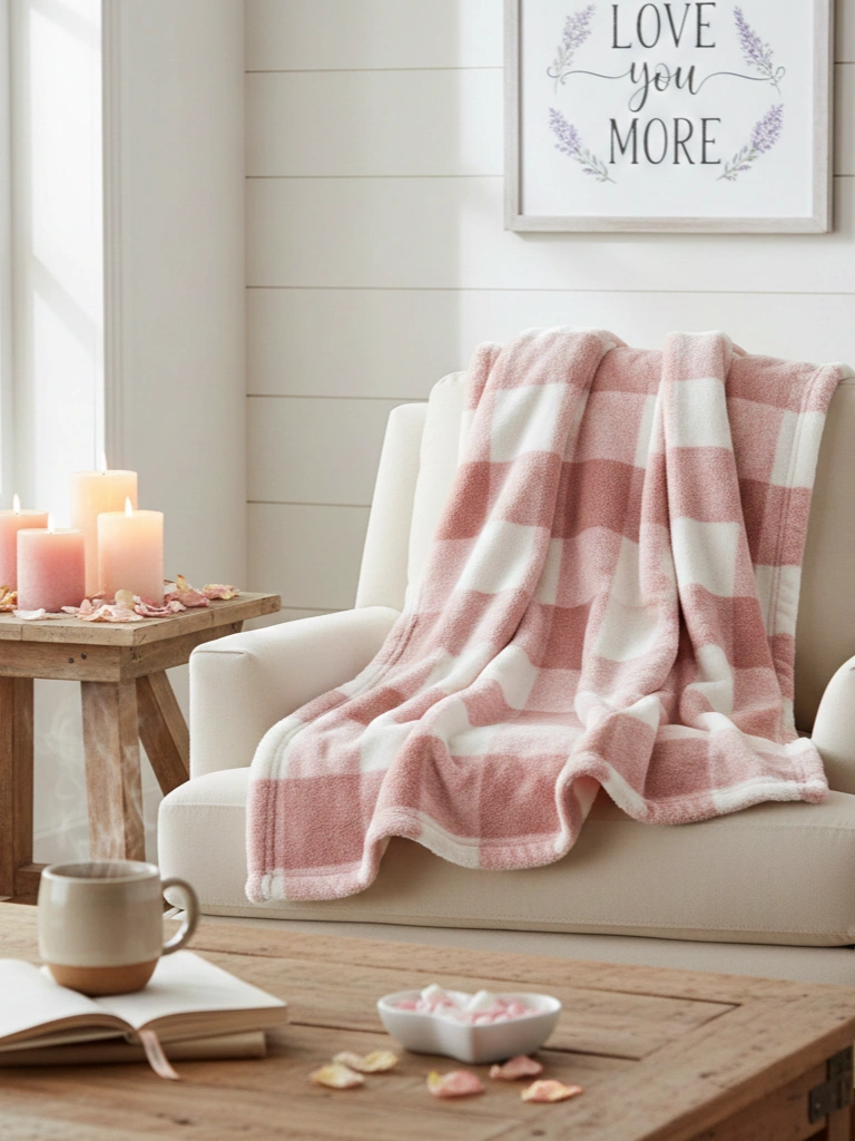 3. Pink Buffalo Plaid Throw Blanket